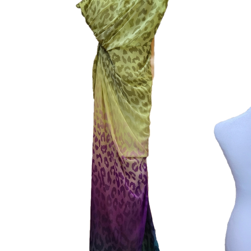 Dalia MacPhee Lime Green Chiffon Dress